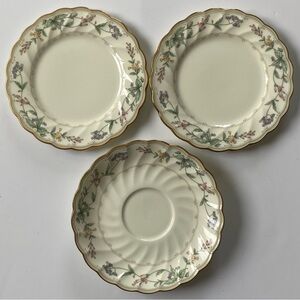 Noritake China  BROOKHOLLOW  Salad Plate Set Of 2 Saucer Mint Cond Floral Ivory